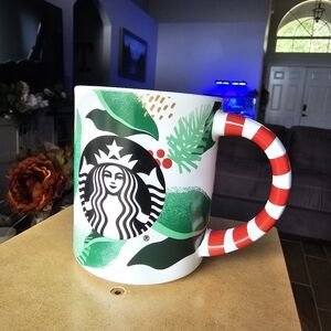 Starbucks Festive Mug with Green and Red Accents
